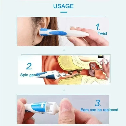 Ear Wax Remover Tool – Silicone Ear Cleaner with 16 Replacement Tips