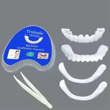 Silicone Dentures Full Set – Temporary False Teeth Veneers for Missing or Broken Teeth