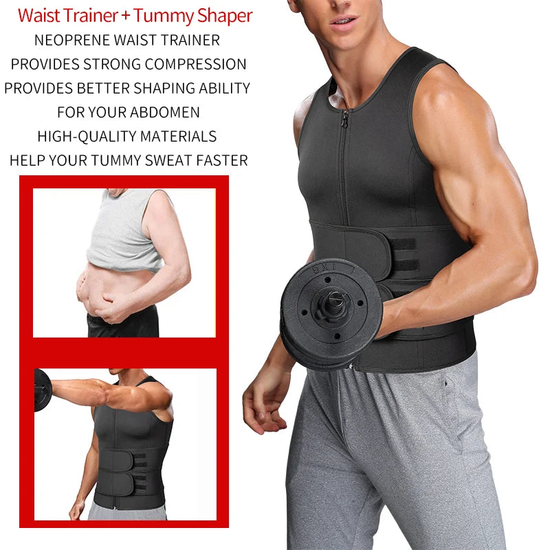 Men’s Waist Trainer Sauna Vest – Fitness Body Shaper & Abdomen Slimming Corset