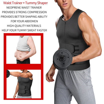 Men’s Waist Trainer Sauna Vest – Fitness Body Shaper & Abdomen Slimming Corset