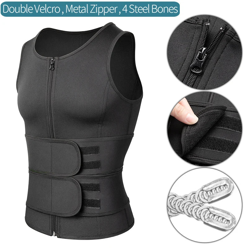 Men’s Waist Trainer Sauna Vest – Fitness Body Shaper & Abdomen Slimming Corset