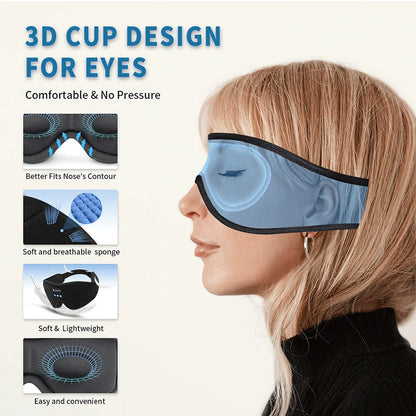 Bluetooth Sleep Mask with Headphones – 3D Eye Mask with Built-in HD Speakers