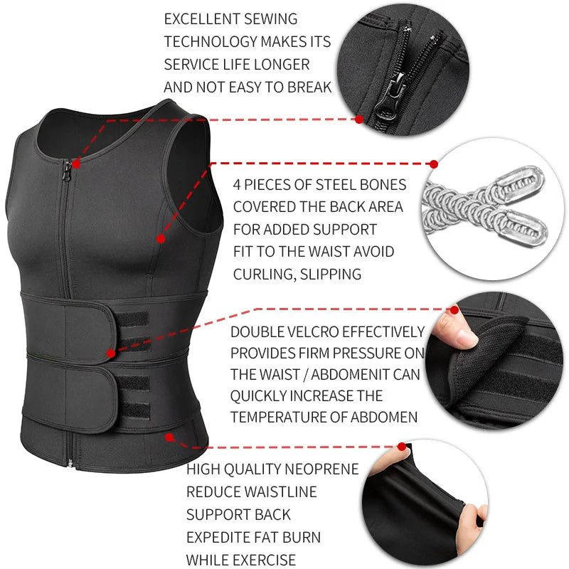 Men’s Waist Trainer Sauna Vest – Fitness Body Shaper & Abdomen Slimming Corset