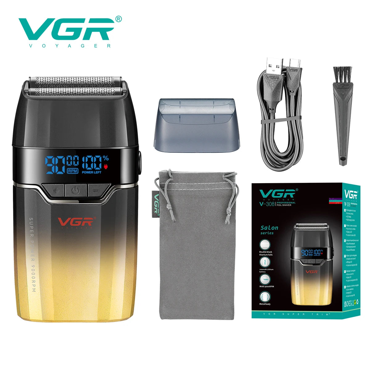 VGR Professional Cordless Hair Trimmer – Electric Metal Clipper for Men (V-003/V-906/V-308)