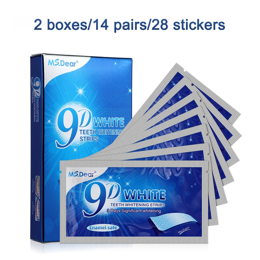 14pcs 9D Teeth Whitening Strips – Double Elastic Gel Strips for Oral Care & Whitening