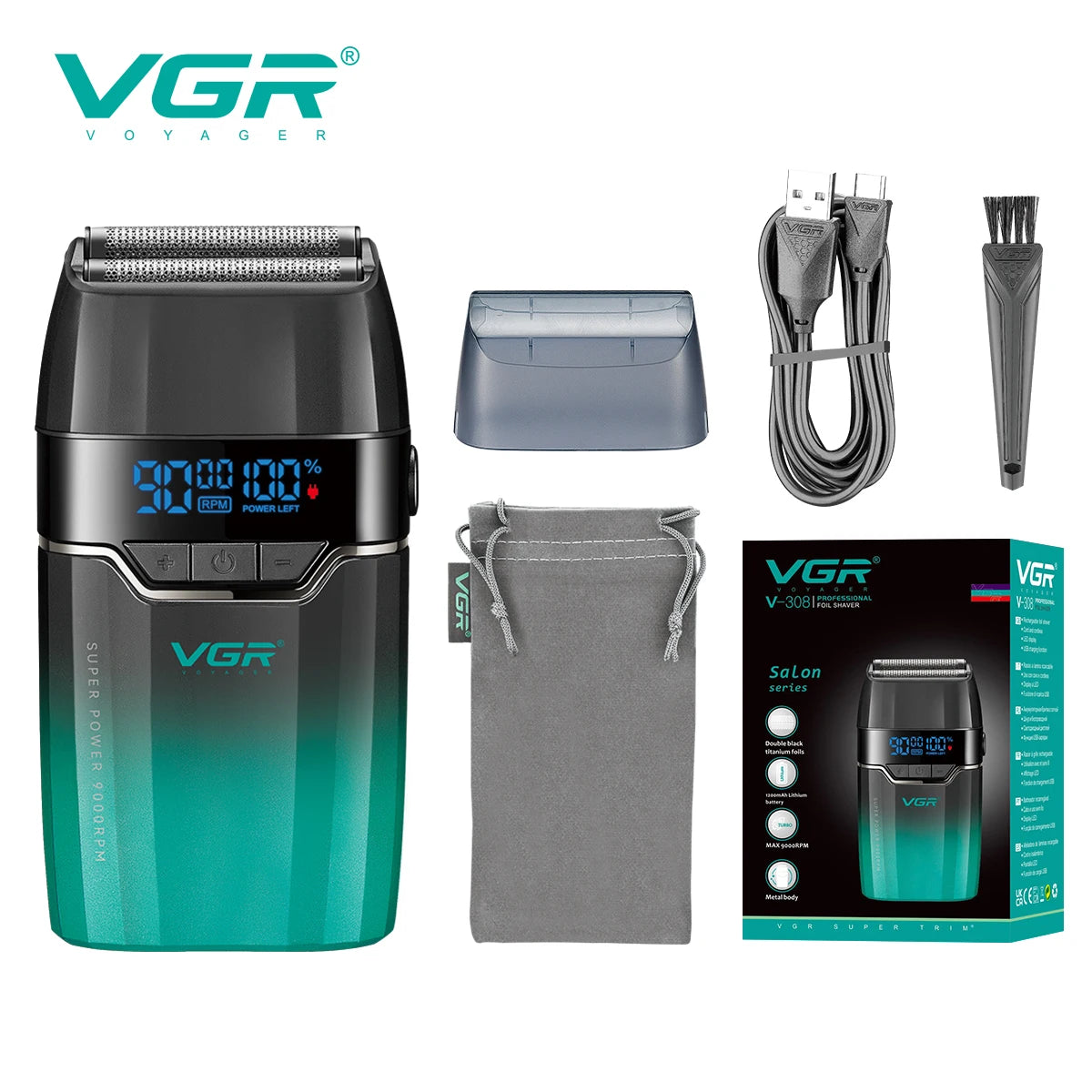 VGR Professional Cordless Hair Trimmer – Electric Metal Clipper for Men (V-003/V-906/V-308)