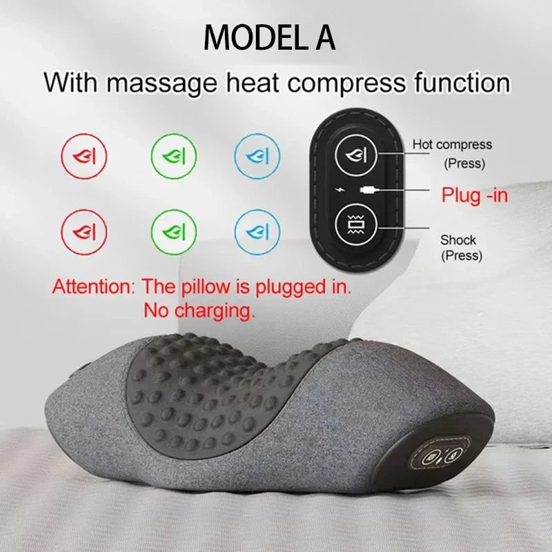 Electric Neck Massager Pillow – Hot Compress, Vibration & Cervical Stretch for Neck, Shoulder & Back