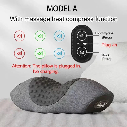 Electric Neck Massager Pillow – Hot Compress, Vibration & Cervical Stretch for Neck, Shoulder & Back
