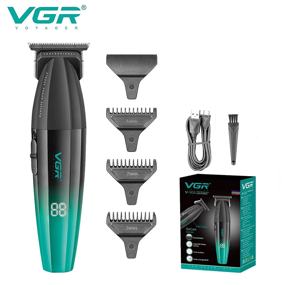 VGR Professional Cordless Hair Trimmer – Electric Metal Clipper for Men (V-003/V-906/V-308)