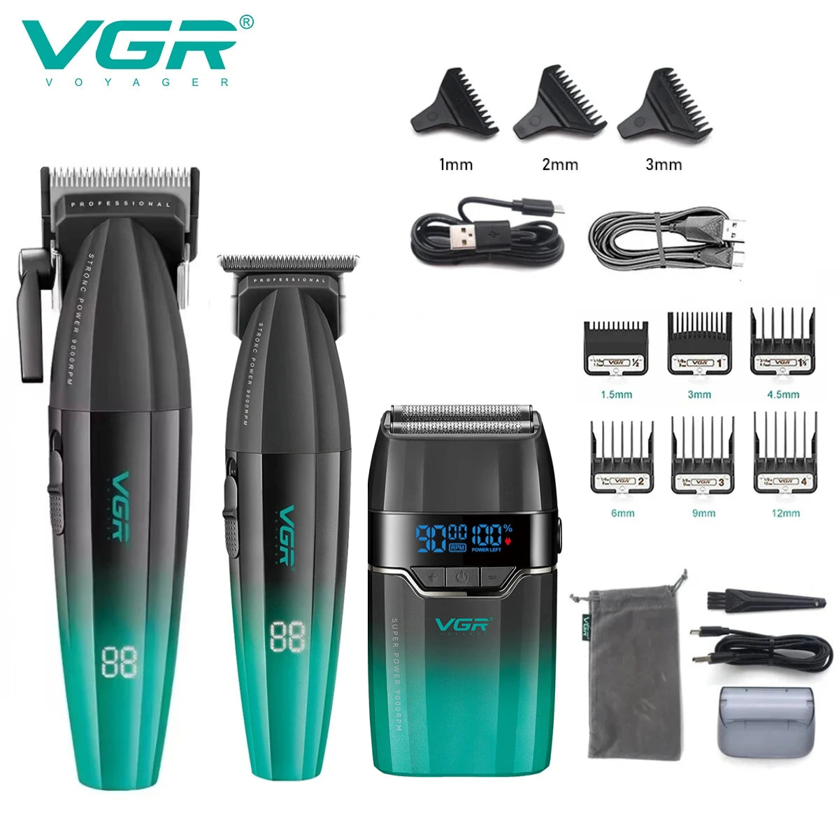 VGR Professional Cordless Hair Trimmer – Electric Metal Clipper for Men (V-003/V-906/V-308)