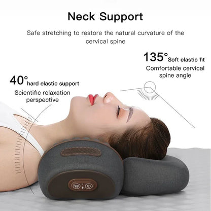 Electric Neck Massager Pillow – Hot Compress, Vibration & Cervical Stretch for Neck, Shoulder & Back