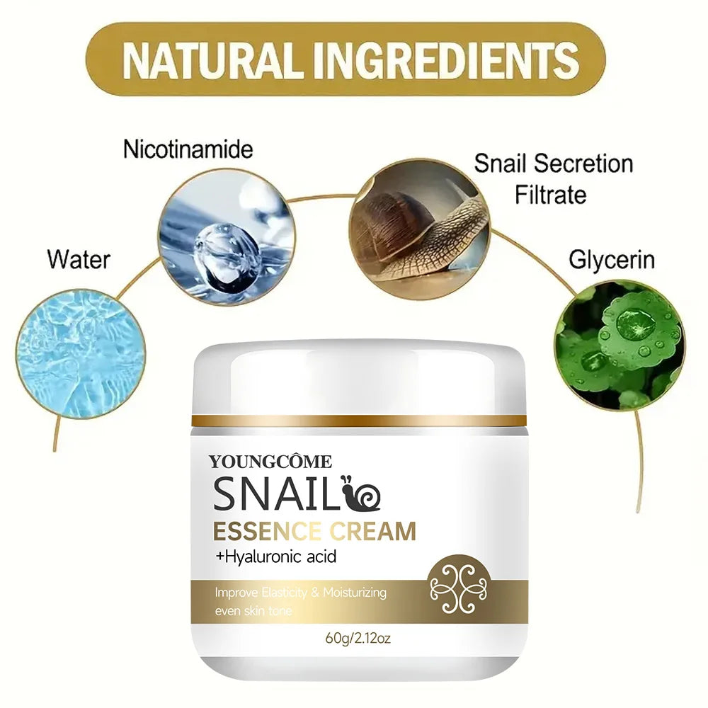 Snail Essence Cream with Hyaluronic Acid & Retinol – Moisturizing, Firming, and Whitening Skincare