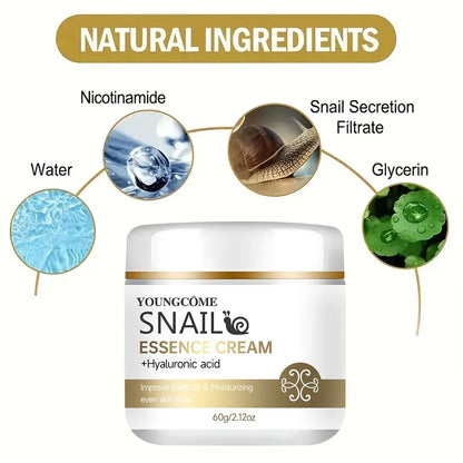 Snail Essence Cream with Hyaluronic Acid & Retinol – Moisturizing, Firming, and Whitening Skincare