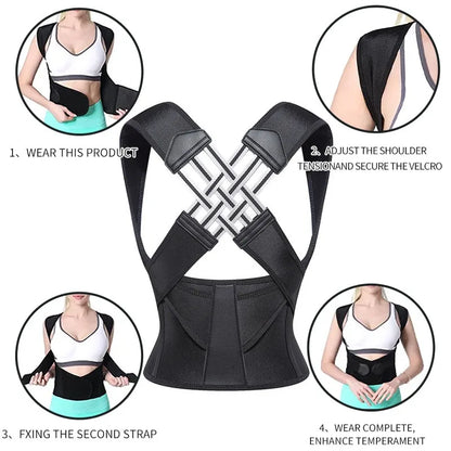 Magnetic Therapy Back Posture Corrector – Adjustable Shoulder Support for Posture Improvement