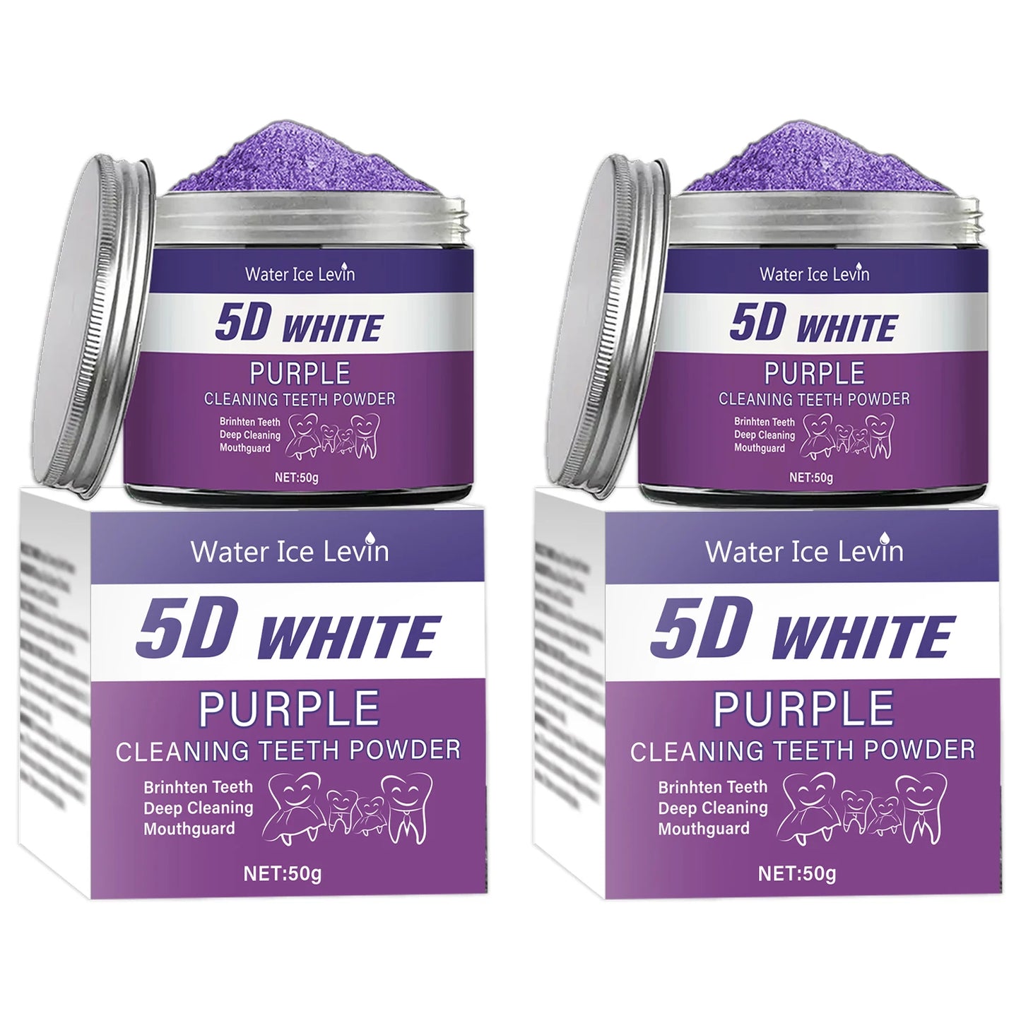 Purple Teeth Whitening Powder 50g - Deep Cleaning, Fresh Breath, and Natural Pearl Essence