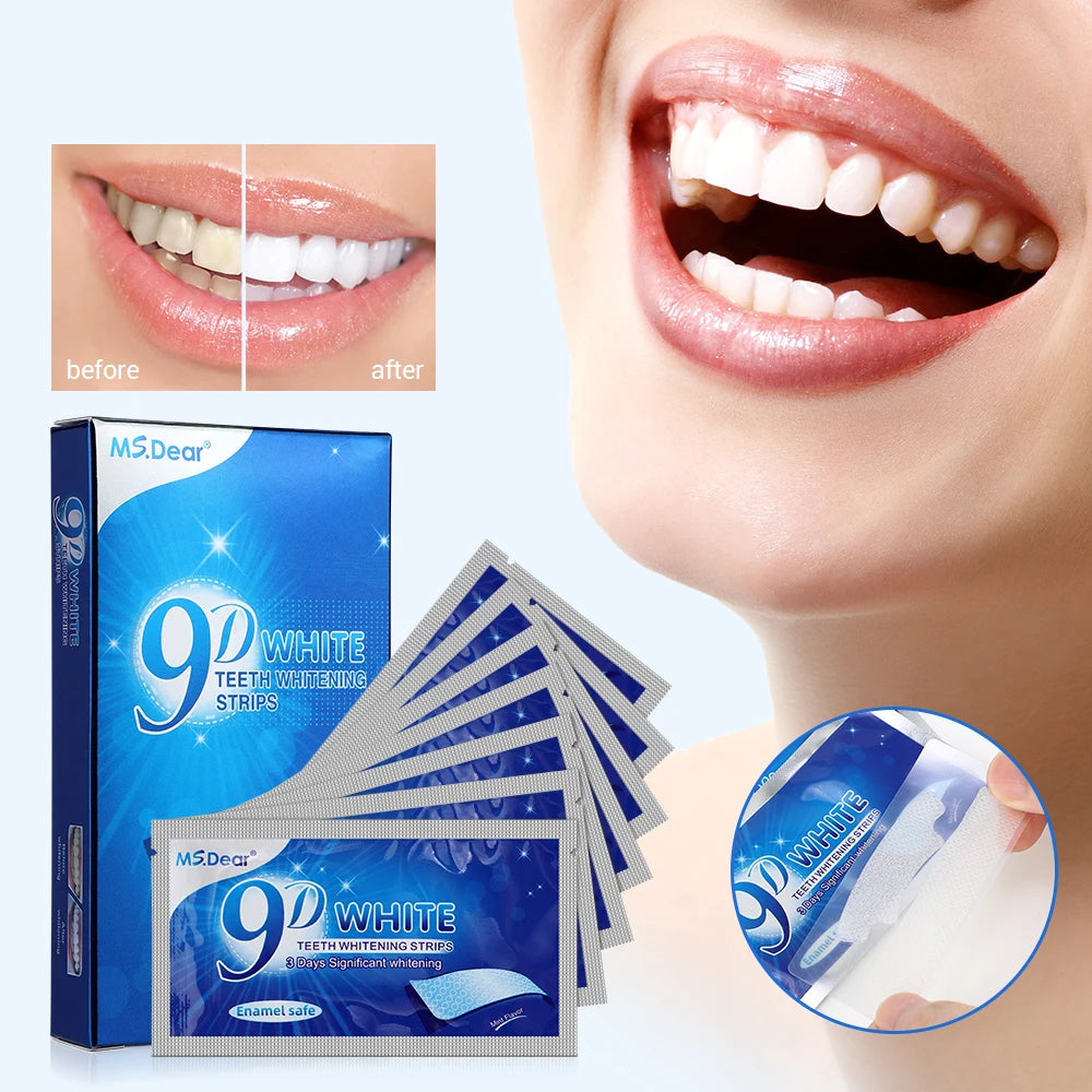 14pcs 9D Teeth Whitening Strips – Double Elastic Gel Strips for Oral Care & Whitening