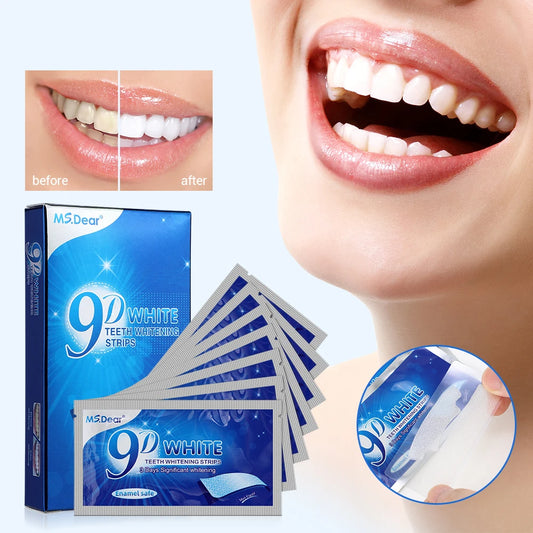 14pcs 9D Teeth Whitening Strips – Double Elastic Gel Strips for Oral Care & Whitening