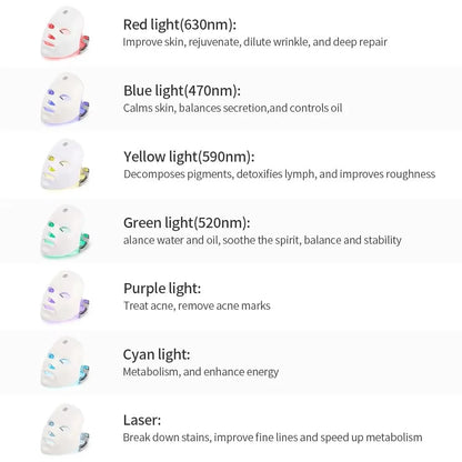 EzzyGlow™ 7-Color LED Therapy Mask – Rechargeable Photon Light for Firm, Bright & Youthful Skin