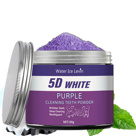 Purple Teeth Whitening Powder 50g - Deep Cleaning, Fresh Breath, and Natural Pearl Essence