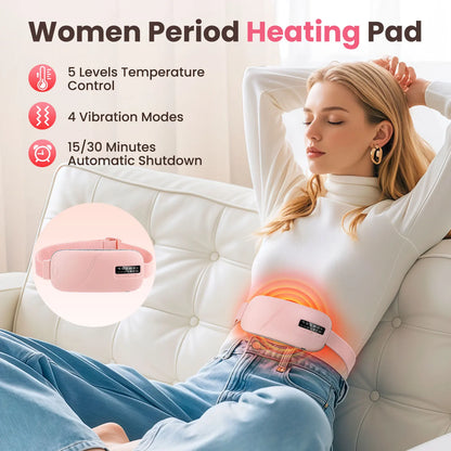 Electric Heating Pad for Menstrual Cramps – Hot Compress & Vibration Massager Belt for Women