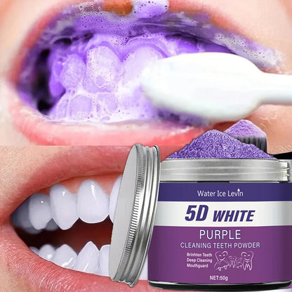 Purple Teeth Whitening Powder 50g - Deep Cleaning, Fresh Breath, and Natural Pearl Essence
