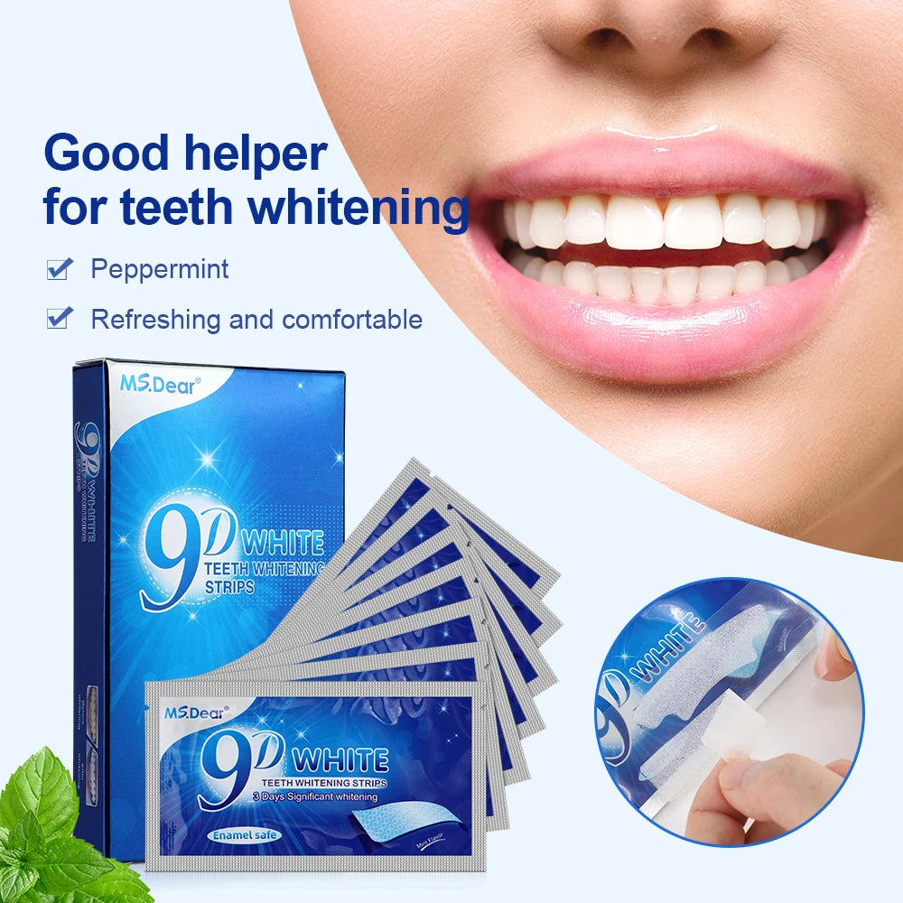 14pcs 9D Teeth Whitening Strips – Double Elastic Gel Strips for Oral Care & Whitening