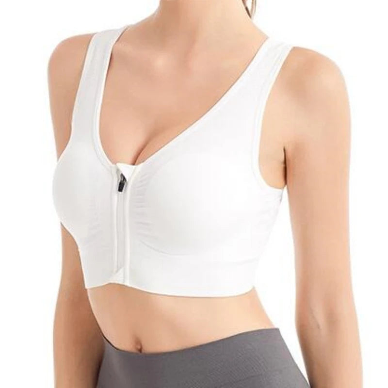 Fitness Sports Bra – Front Zipper, Shockproof, Breathable, Seamless, Wireless