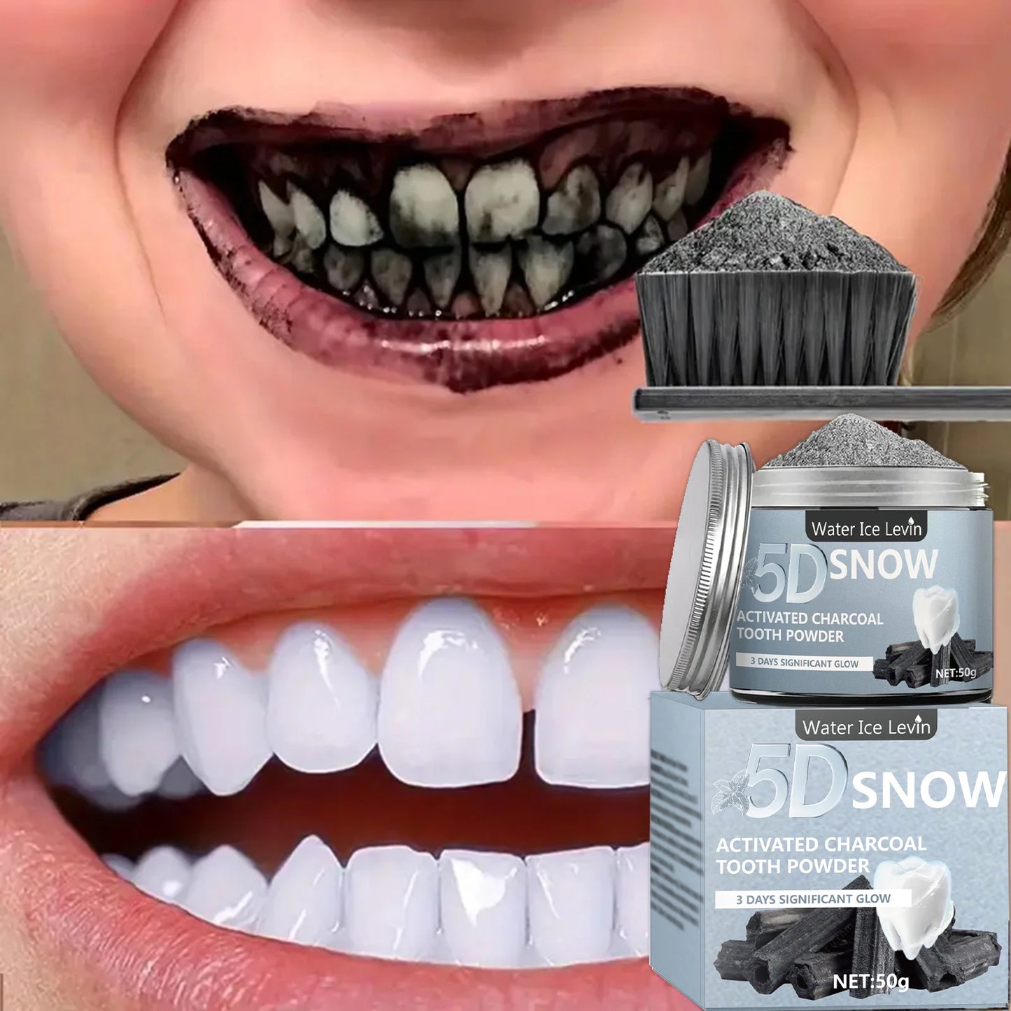 Bamboo Charcoal Tooth Whitening Powder – Natural Deep Cleaning & Fresh Breath for Men and Women