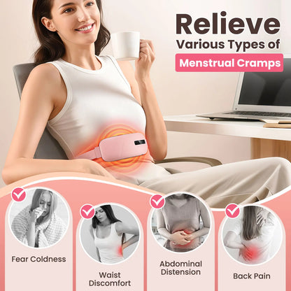 Electric Heating Pad for Menstrual Cramps – Hot Compress & Vibration Massager Belt for Women