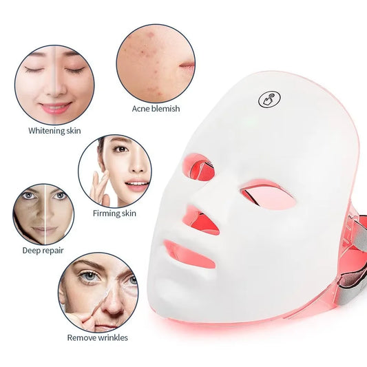EzzyGlow™ 7-Color LED Therapy Mask – Rechargeable Photon Light for Firm, Bright & Youthful Skin